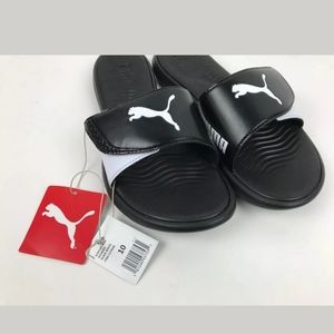 Black and White PUMA Slides Velcro Beach Shoes